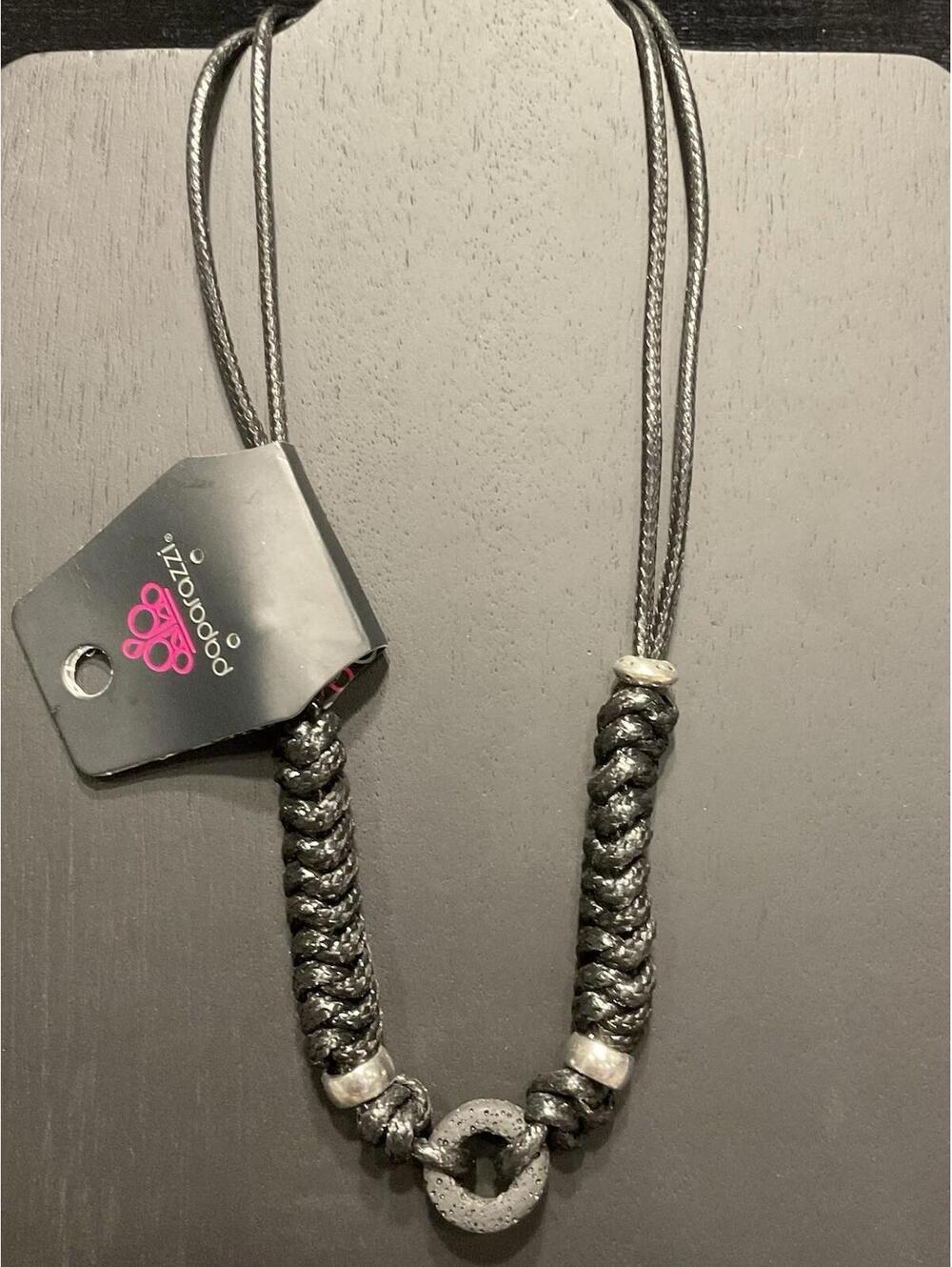 Paparazzi New Mens Black Cord Necklace #102